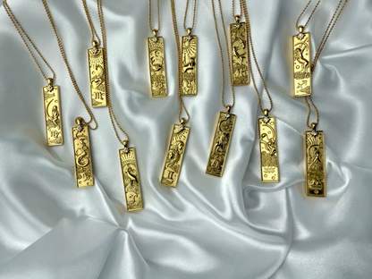 Collier Zodiac Plaqué Or – Symbole Gravé